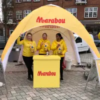 Marabou popup shop event tent on the street